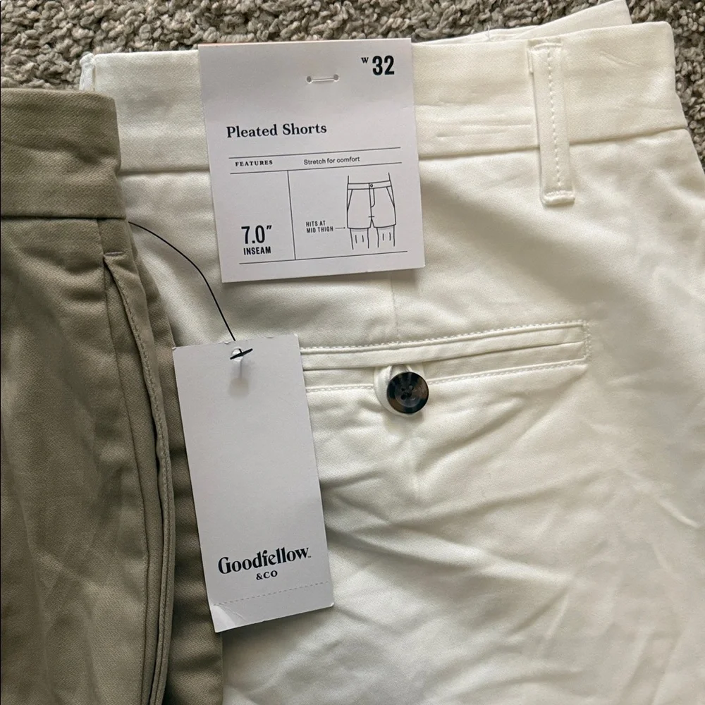Goodfellow & Co tan and White Shorts bundle Sz 32 & champion Medium - Picture 5 of 11